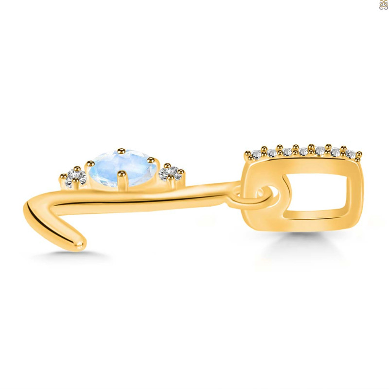 Moonstone & White Topaz Alphabet L Pendant RBM-RDA-38.