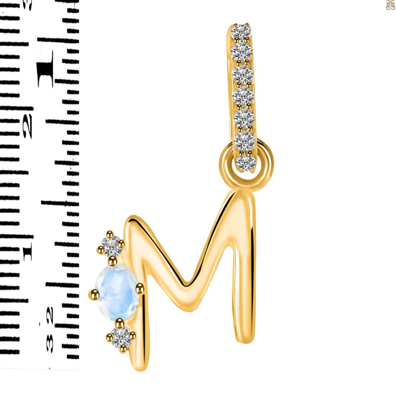 Moonstone & White Topaz Alphabet M Pendant RBM-RDA-39.