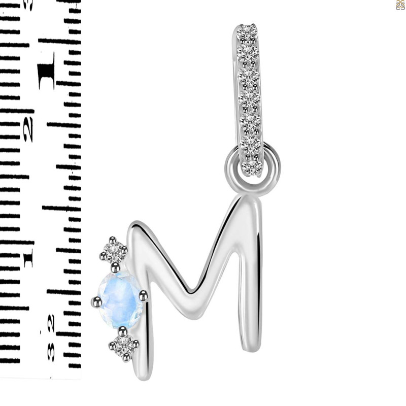 Moonstone & White Topaz Alphabet M Pendant RBM-RDA-39.