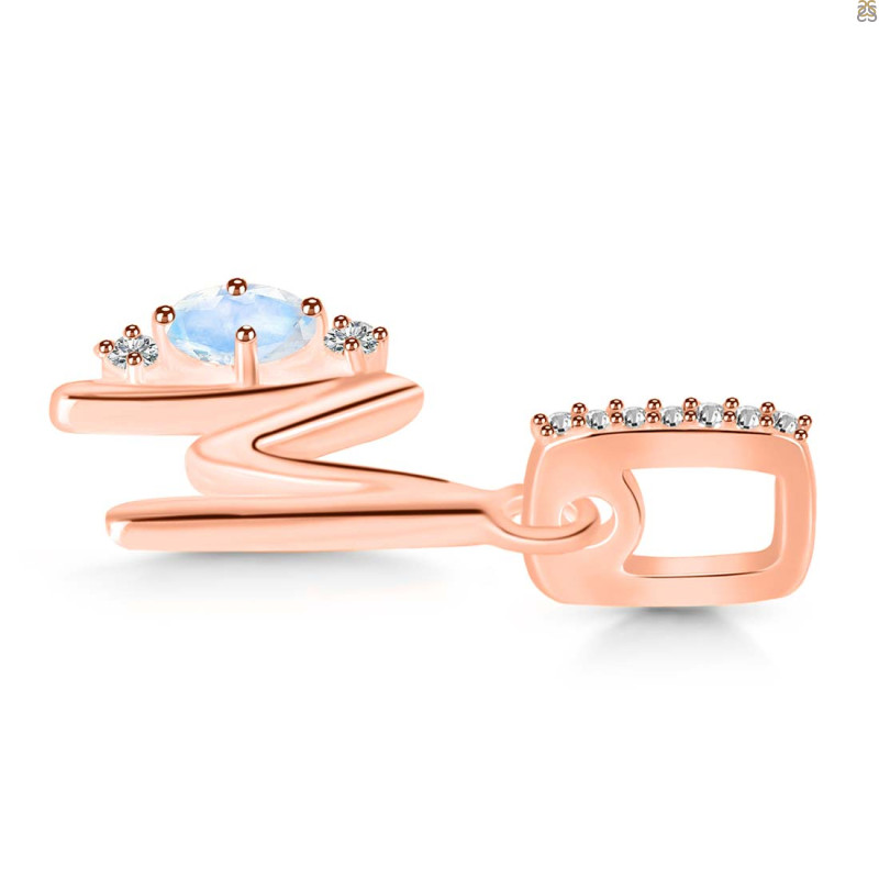 Moonstone & White Topaz Alphabet M Pendant RBM-RDA-39.