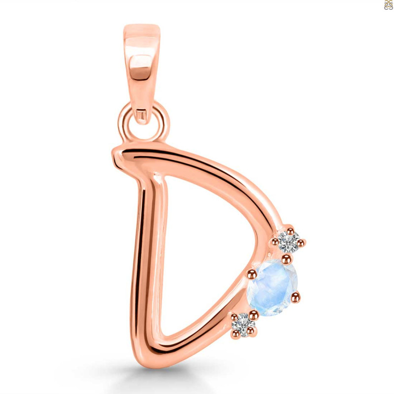 Moonstone & White Topaz Alphabet D Pendant RBM-RDA-4.