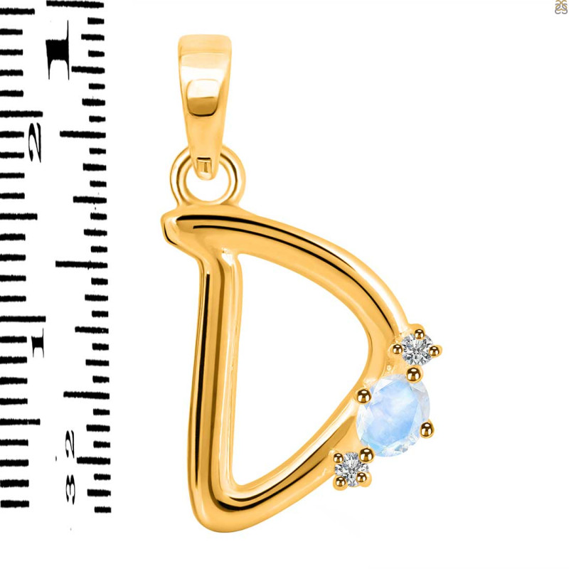 Moonstone & White Topaz Alphabet D Pendant RBM-RDA-4.