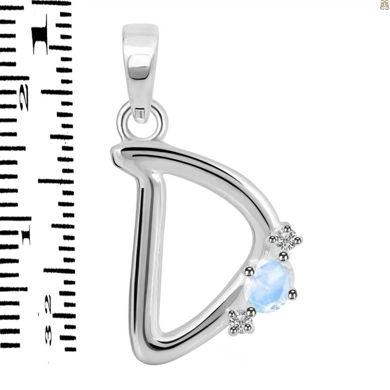 Moonstone & White Topaz Alphabet D Pendant RBM-RDA-4.
