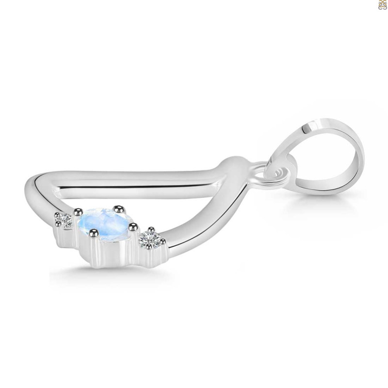 Moonstone & White Topaz Alphabet D Pendant