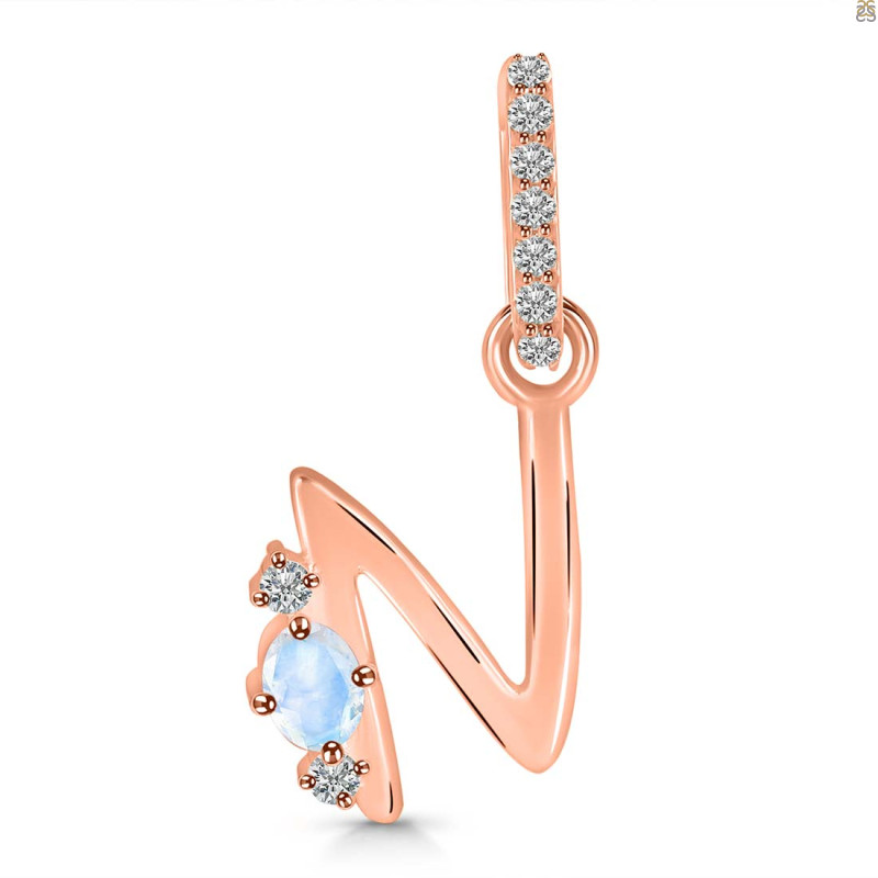 Moonstone & White Topaz Alphabet N Pendant RBM-RDA-40.