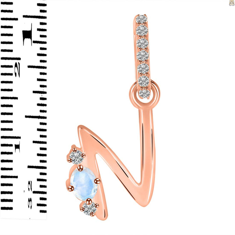 Moonstone & White Topaz Alphabet N Pendant RBM-RDA-40.