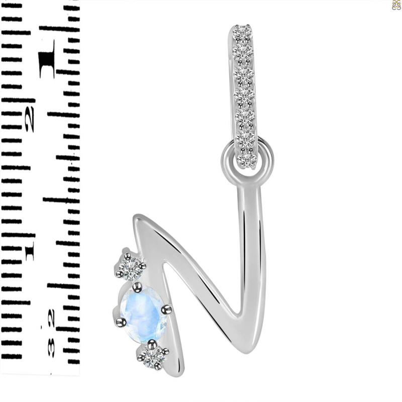 Moonstone & White Topaz Alphabet N Pendant RBM-RDA-40.