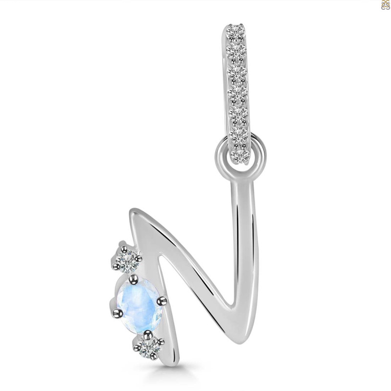 Moonstone & White Topaz Alphabet N Pendant RBM-RDA-40.