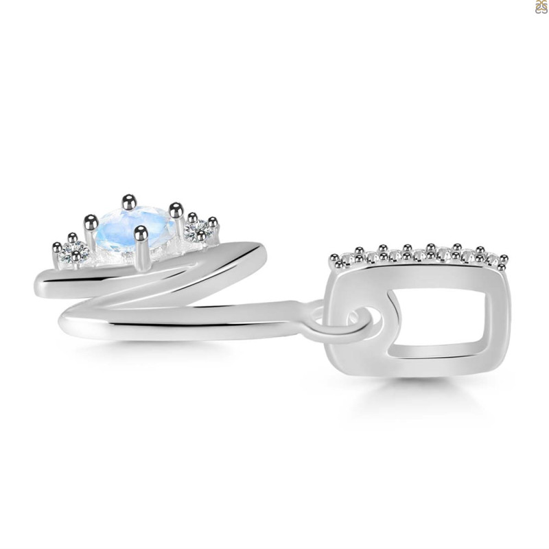 Moonstone & White Topaz Alphabet N Pendant