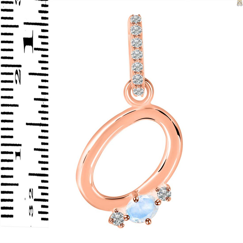 Moonstone & White Topaz Alphabet O Pendant RBM-RDA-41.