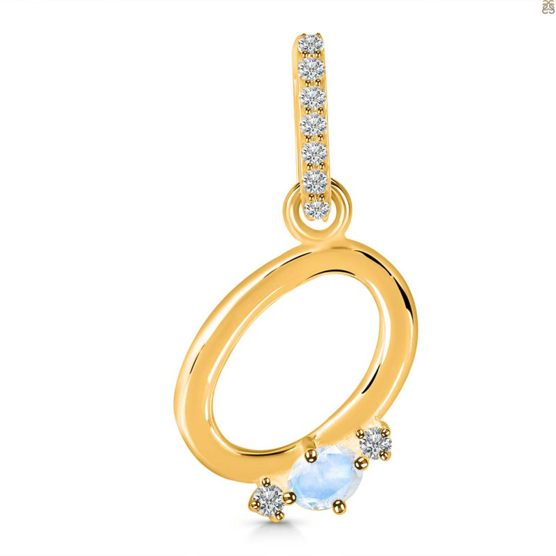 Moonstone & White Topaz Alphabet O Pendant RBM-RDA-41.