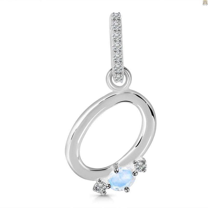 Moonstone & White Topaz Alphabet O Pendant RBM-RDA-41.