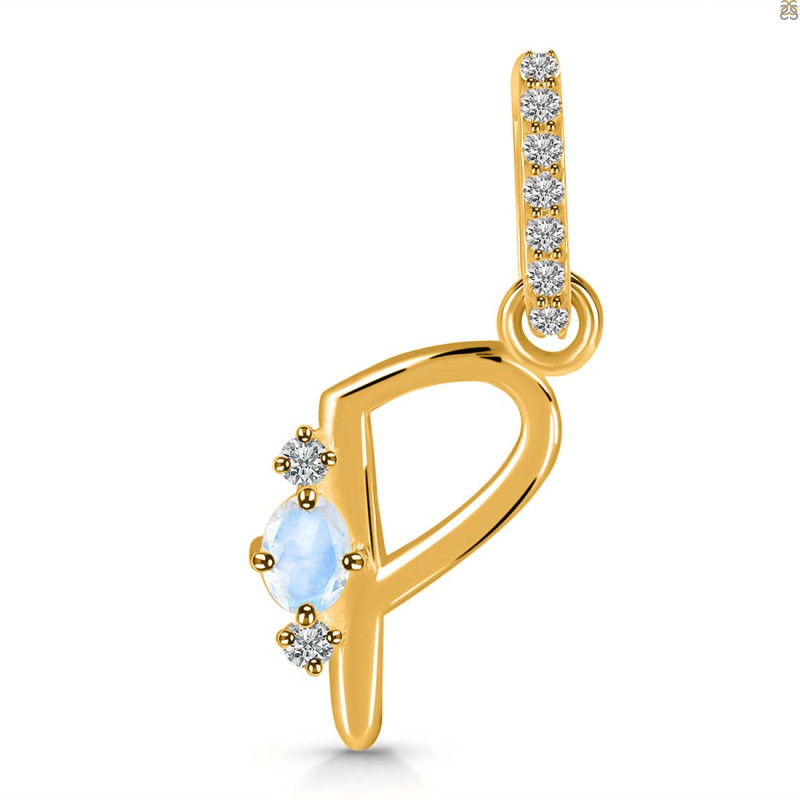 Moonstone & White Topaz Alphabet P Pendant RBM-RDA-42.