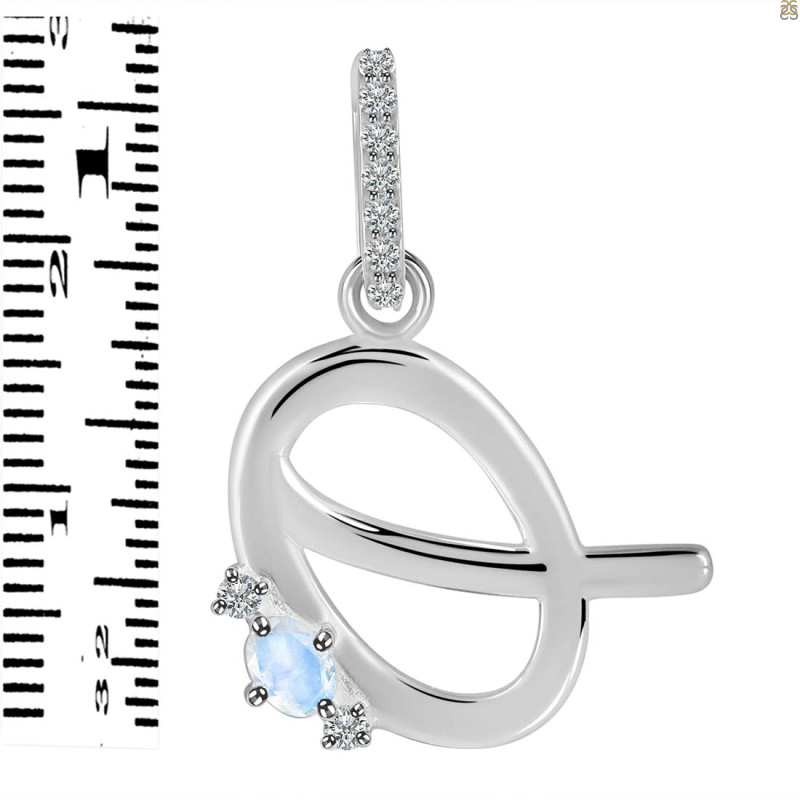 Moonstone & White Topaz Alphabet Q Pendant RBM-RDA-43.