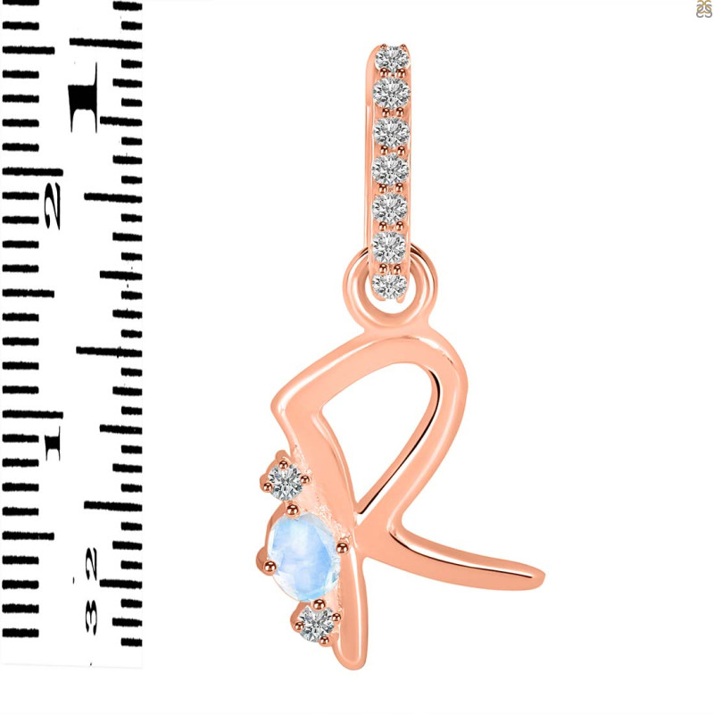 Moonstone & White Topaz Alphabet R Pendant RBM-RDA-44.