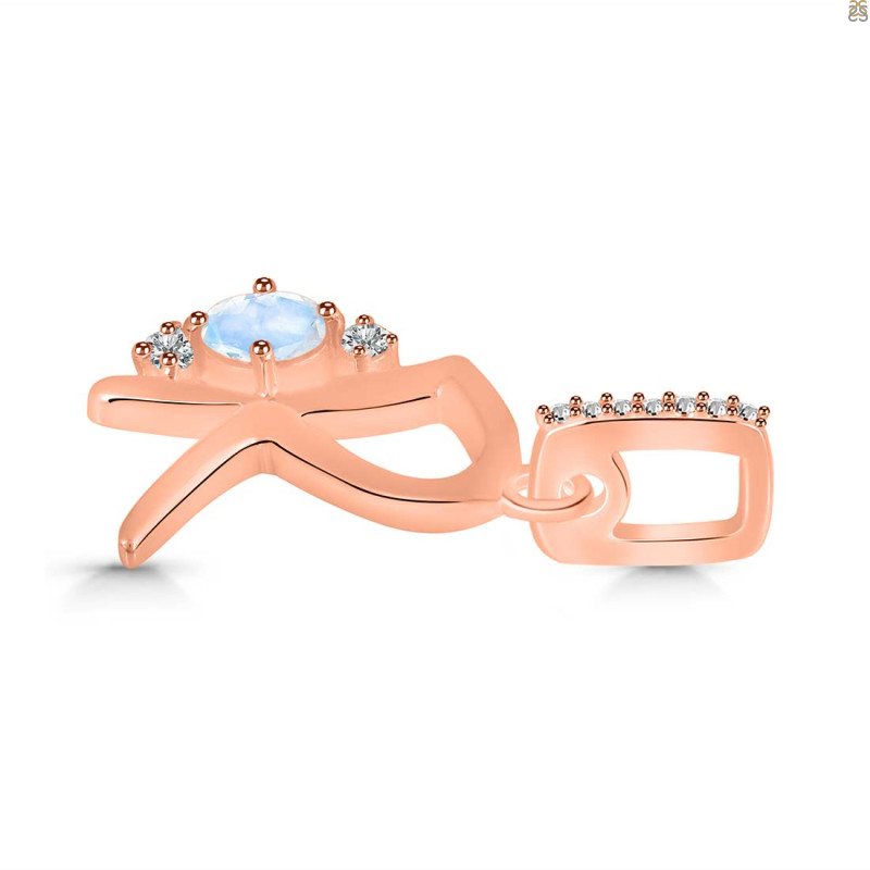 Moonstone & White Topaz Alphabet R Pendant RBM-RDA-44.