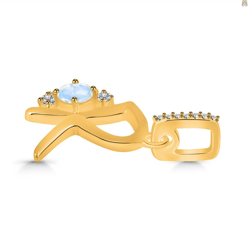 Moonstone & White Topaz Alphabet R Pendant RBM-RDA-44.