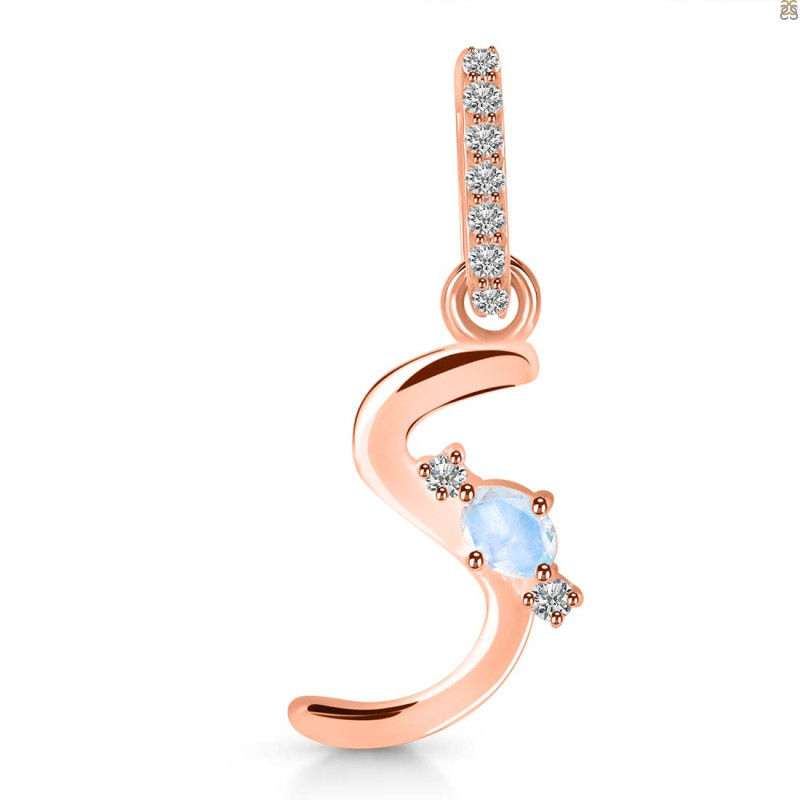 Moonstone & White Topaz Alphabet S Pendant RBM-RDA-45.