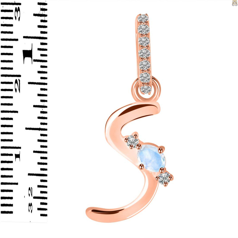 Moonstone & White Topaz Alphabet S Pendant RBM-RDA-45.