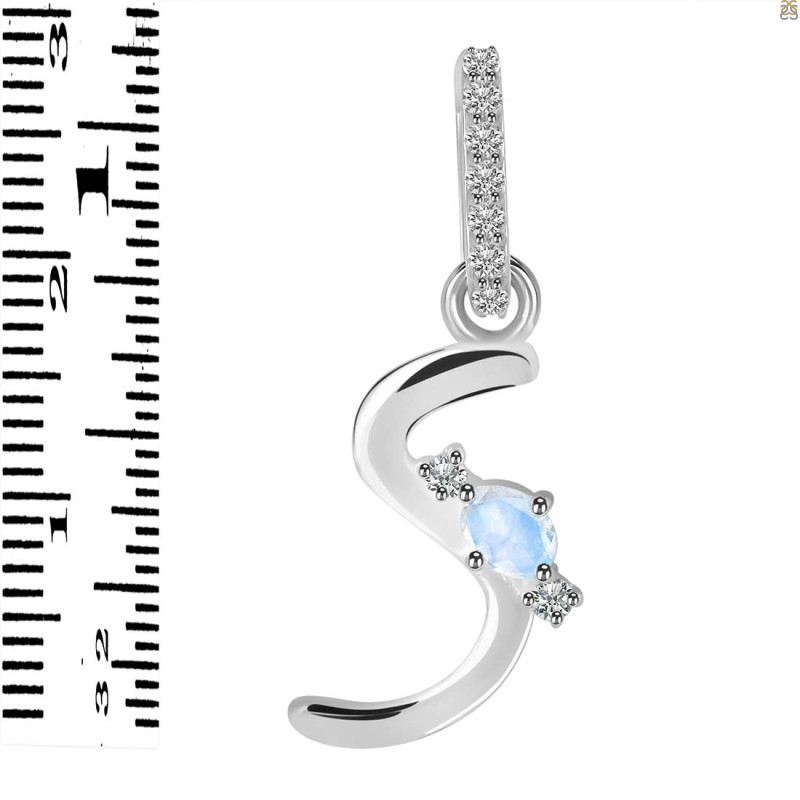 Moonstone & White Topaz Alphabet S Pendant RBM-RDA-45.