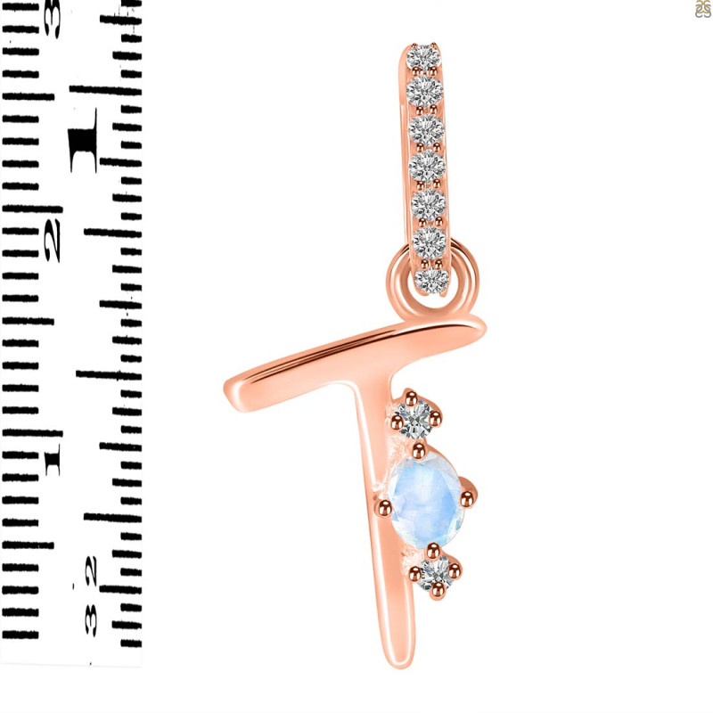 Moonstone & White Topaz Alphabet T Pendant RBM-RDA-46.