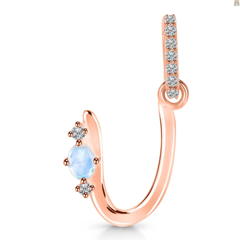 Moonstone & White Topaz Alphabet U Pendant RBM-RDA-47.