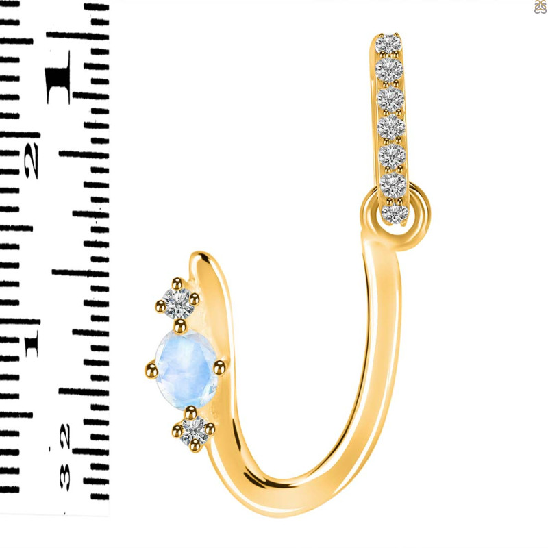 Moonstone & White Topaz Alphabet U Pendant RBM-RDA-47.