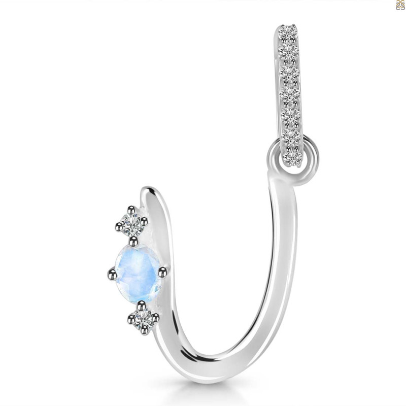 Moonstone & White Topaz Alphabet U Pendant RBM-RDA-47.