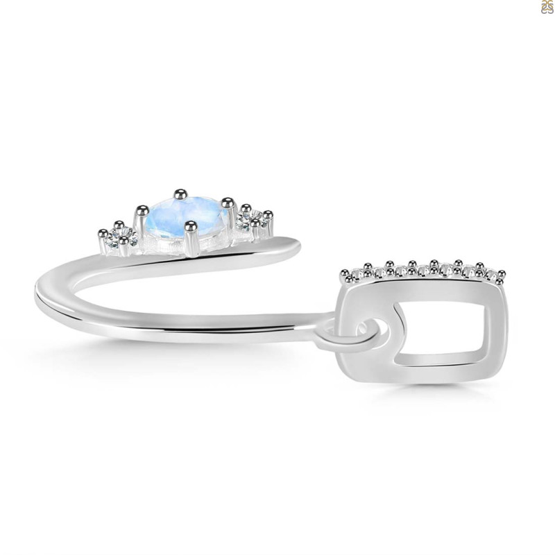 Moonstone & White Topaz Alphabet U Pendant