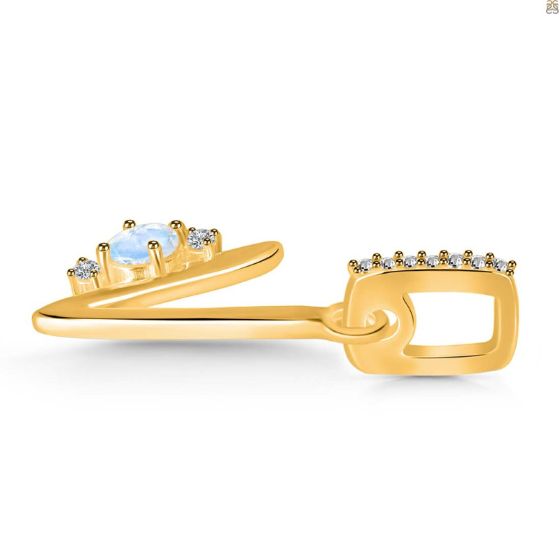 Moonstone & White Topaz Alphabet V Pendant RBM-RDA-48.