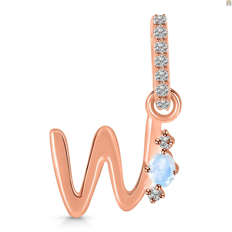 Moonstone & White Topaz Alphabet W Pendant RBM-RDA-49.
