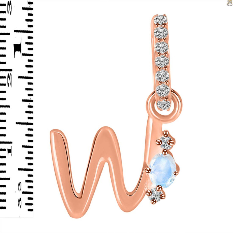 Moonstone & White Topaz Alphabet W Pendant RBM-RDA-49.