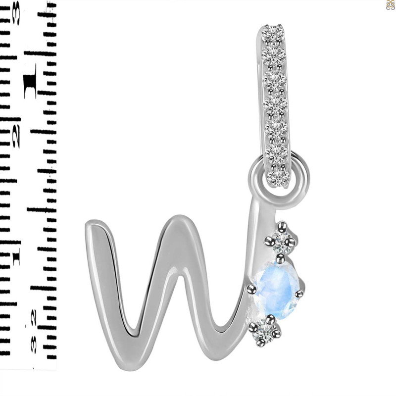 Moonstone & White Topaz Alphabet W Pendant RBM-RDA-49.