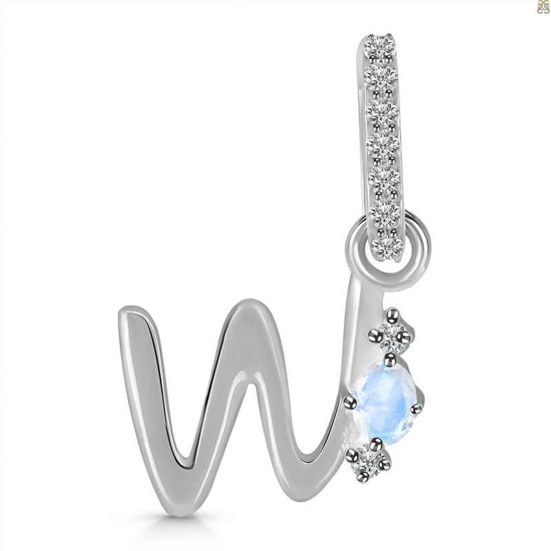 Moonstone & White Topaz Alphabet W Pendant RBM-RDA-49.