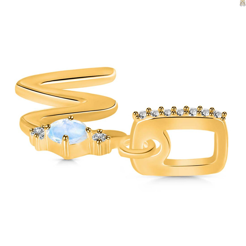 Moonstone & White Topaz Alphabet W Pendant RBM-RDA-49.