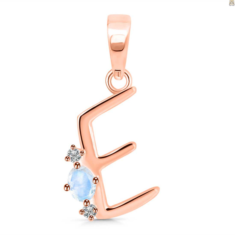 Moonstone & White Topaz Alphabet E Pendant RBM-RDA-5.