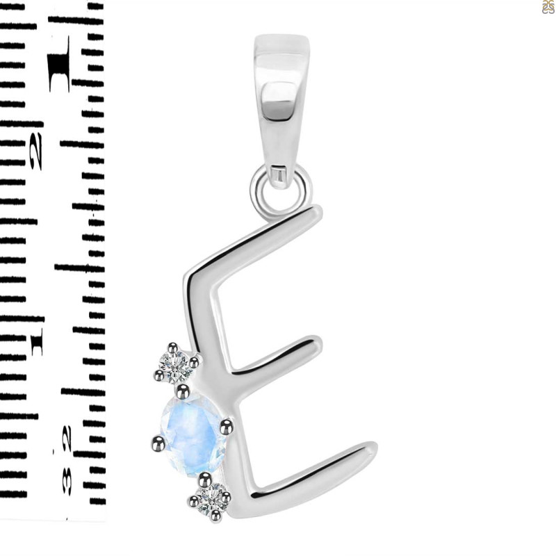 Moonstone & White Topaz Alphabet E Pendant RBM-RDA-5.