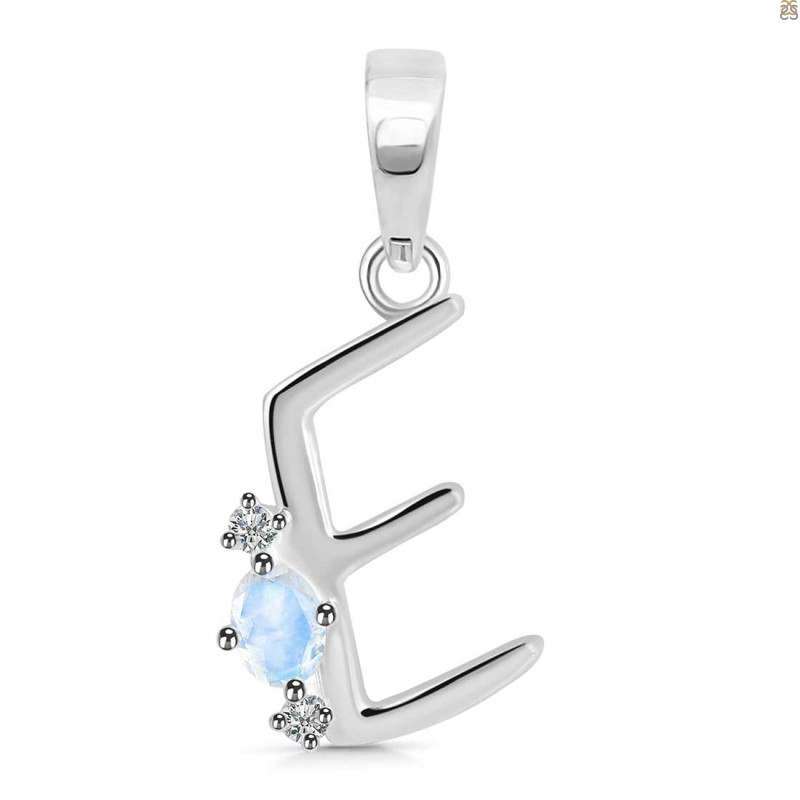 Moonstone & White Topaz Alphabet E Pendant RBM-RDA-5.