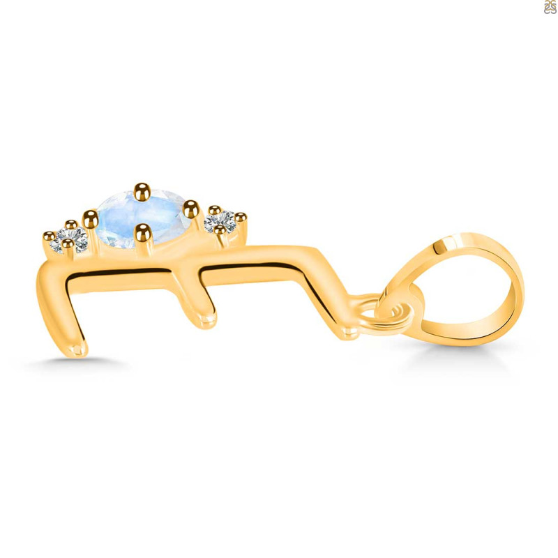 Moonstone & White Topaz Alphabet E Pendant RBM-RDA-5.