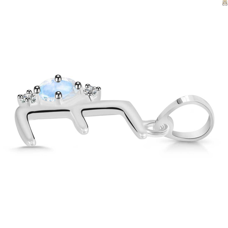 Moonstone & White Topaz Alphabet E Pendant