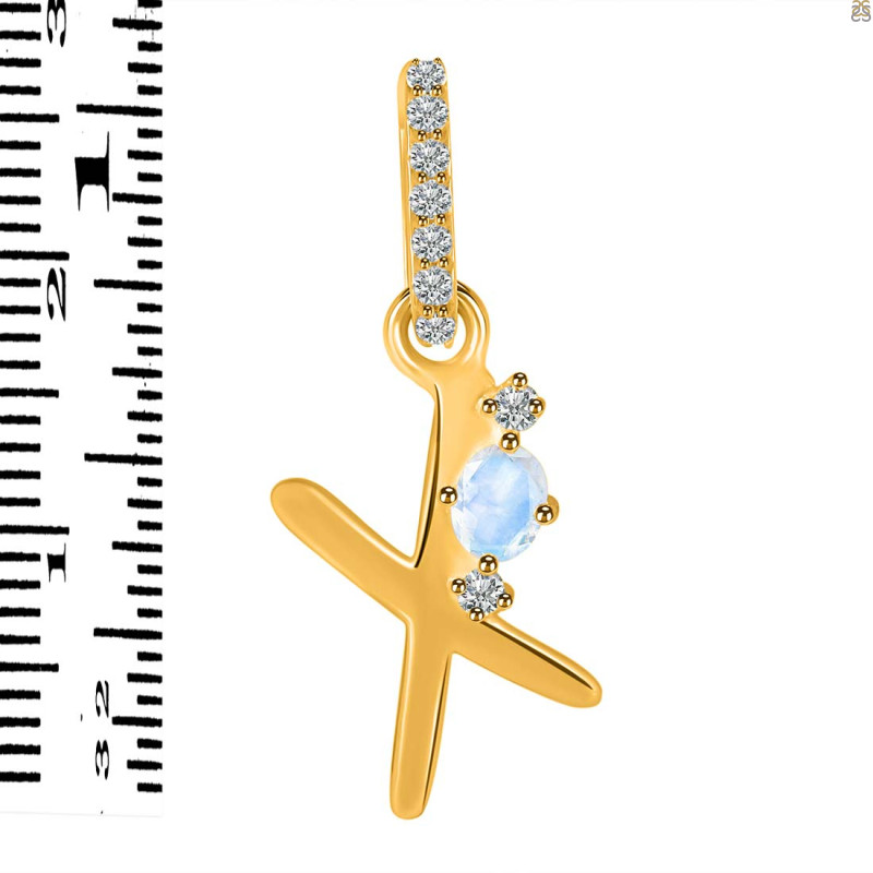 Moonstone & White Topaz Alphabet X Pendant RBM-RDA-50.