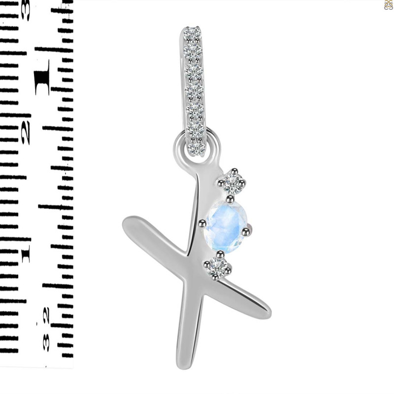 Moonstone & White Topaz Alphabet X Pendant RBM-RDA-50.