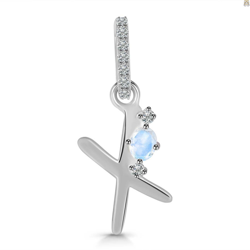 Moonstone & White Topaz Alphabet X Pendant RBM-RDA-50.