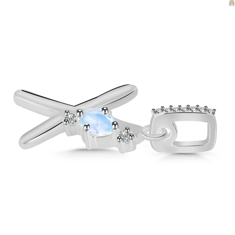 Moonstone & White Topaz Alphabet X Pendant