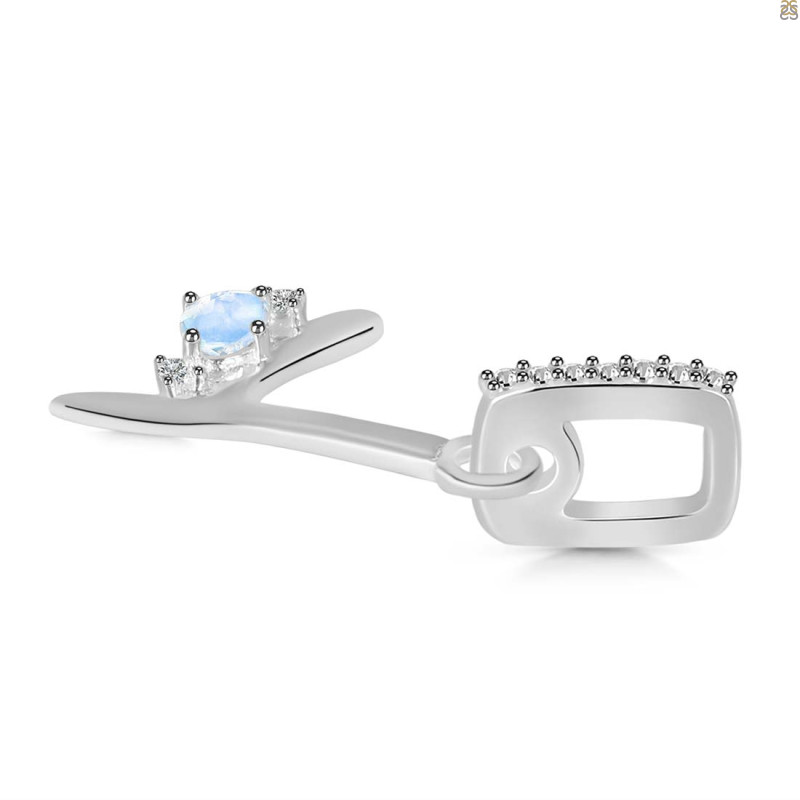 Moonstone & White Topaz Alphabet Y Pendant