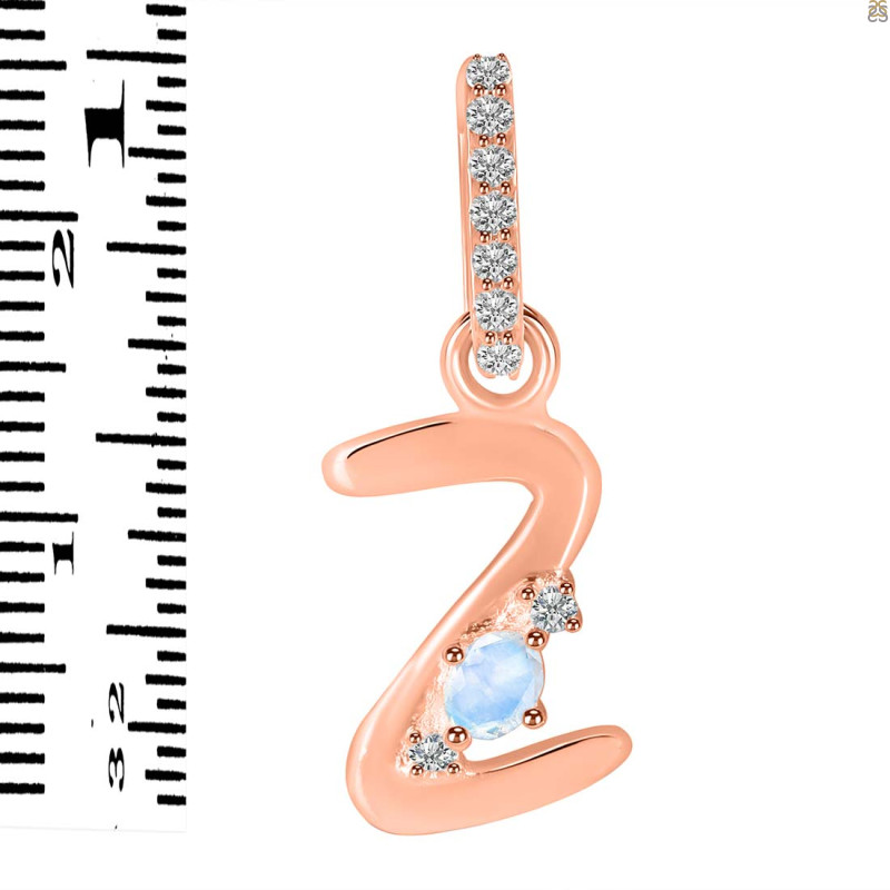Moonstone & White Topaz Alphabet Z Pendant RBM-RDA-52.