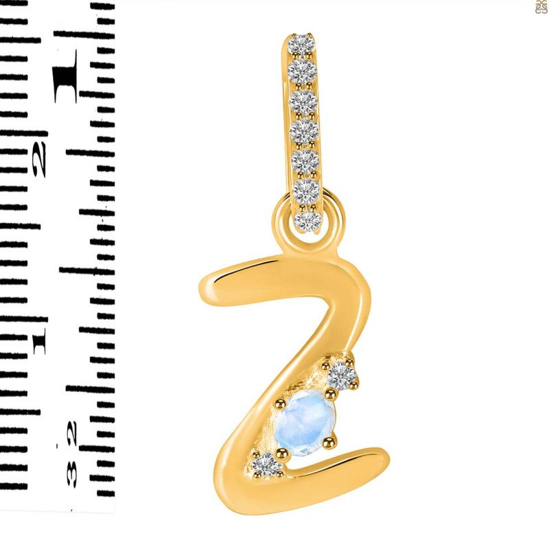 Moonstone & White Topaz Alphabet Z Pendant RBM-RDA-52.