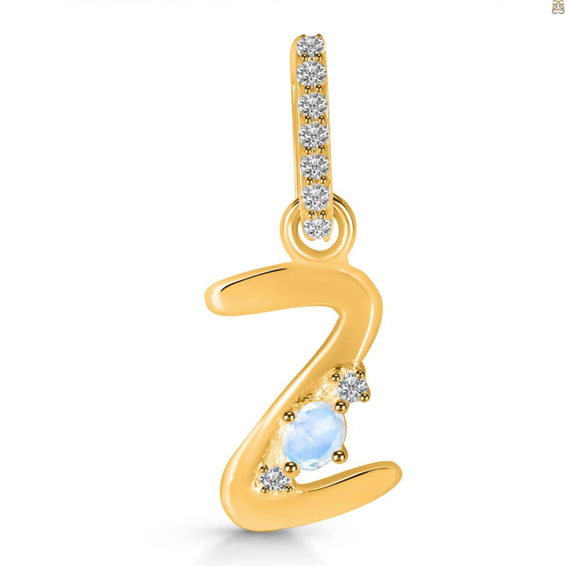 Moonstone & White Topaz Alphabet Z Pendant RBM-RDA-52.