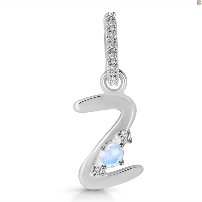 Moonstone & White Topaz Alphabet Z Pendant RBM-RDA-52.