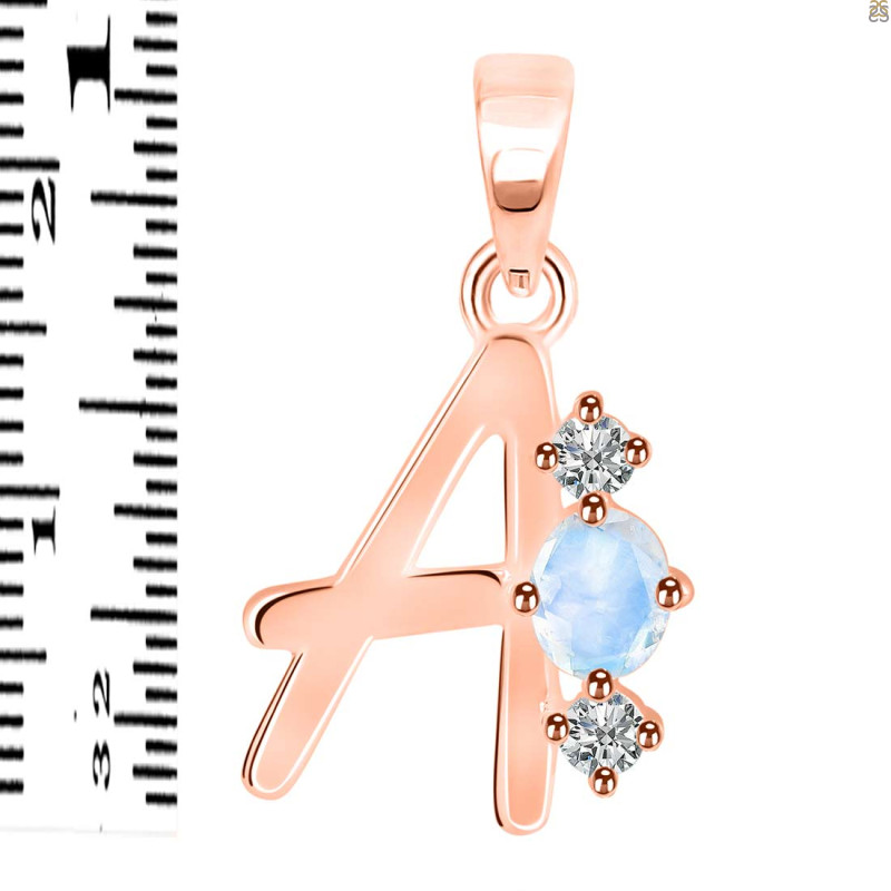 Moonstone & White Topaz Alphabet A Pendant RBM-RDA-53.
